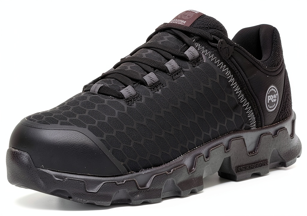Timberland PRO Powertrain Sport work shoes showing alloy toe and mesh design