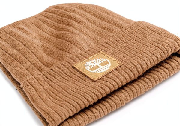 Timberland Womens Ribbed Knit Beanie Soft Stretch Fit-4