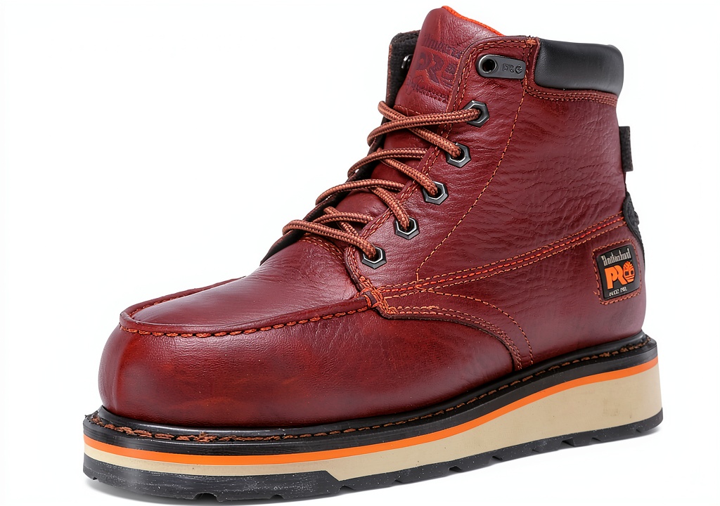 Timberland PRO boots in brown color on a work site
