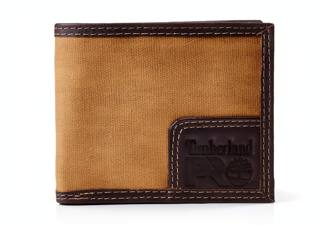 Timberland PRO slim fold wallet showing RFID blocking feature