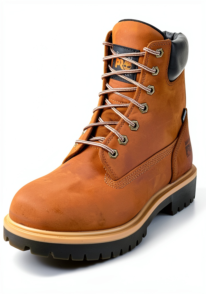 Timberland PRO steel toe work boots in black on a construction site