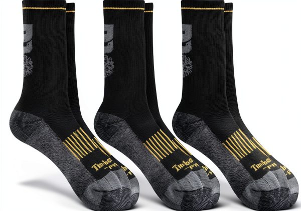 Timberland PRO Mens Socks Black 3 Pack Cushioned Crew-1