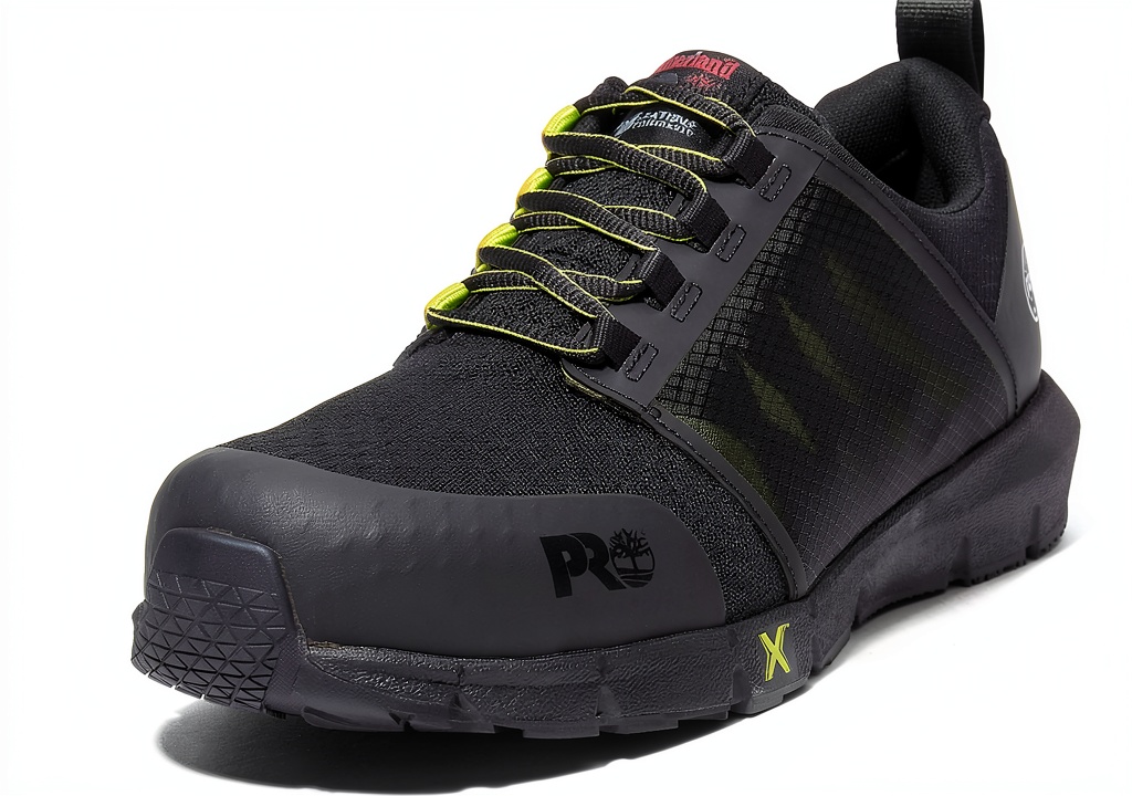 Timberland PRO work shoes showing mesh upper and safety toe design