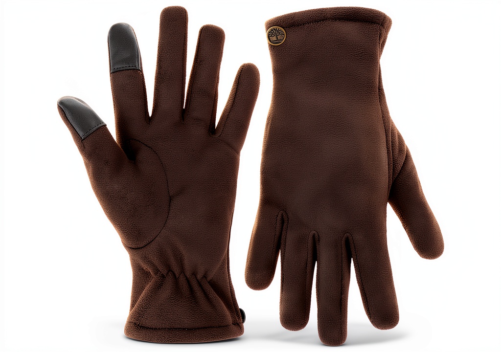 'Timberland womens winter gloves in Light Wheat Boot color on hands'