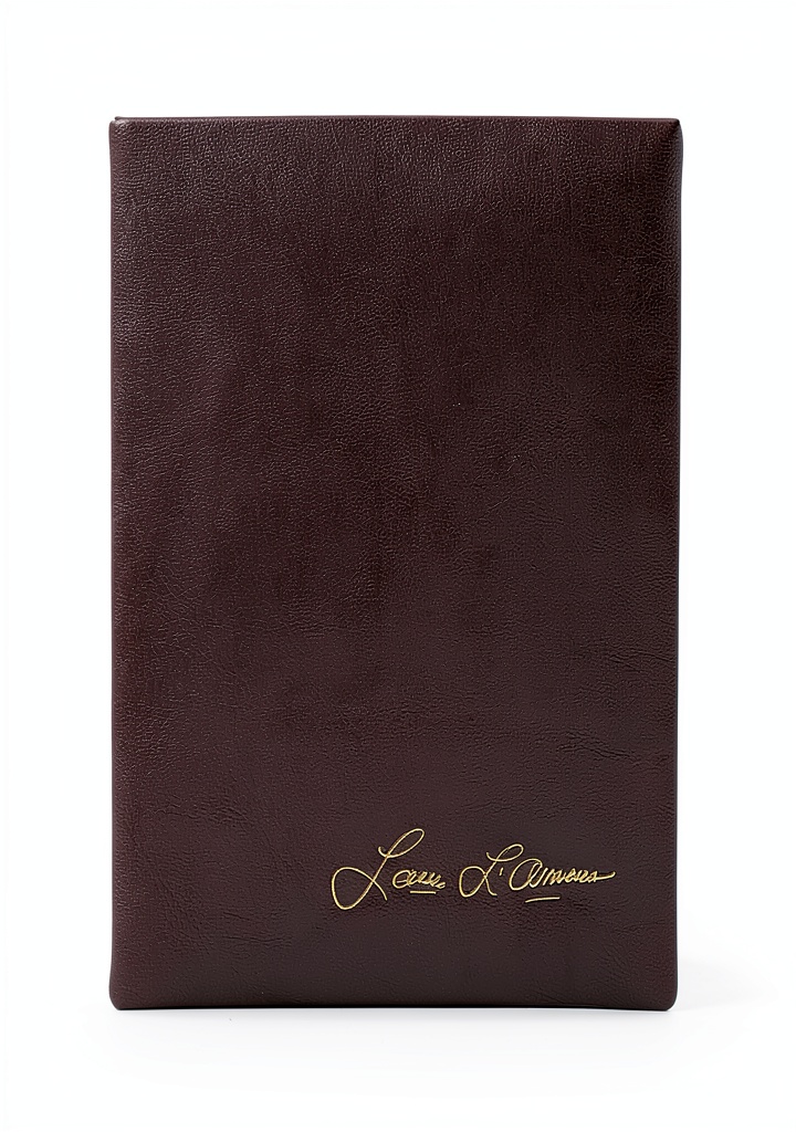 Louis LAmour Hardcover Collection book displayed on a rustic wooden table