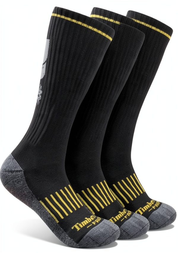 Timberland PRO Mens Socks Black 3 Pack Cushioned Crew-0