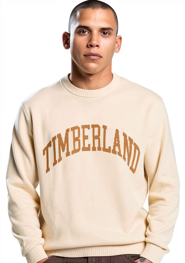 Timberland Mens Cotton Pullover Sweater Jacquard Logo-0